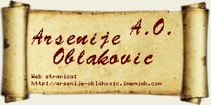Arsenije Oblaković vizit kartica